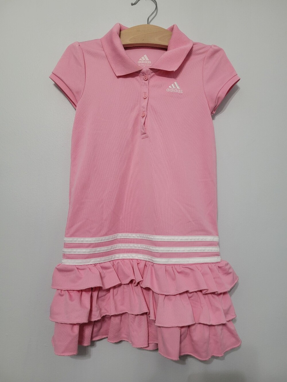 Adidas Girl's Pink Athletic Dress Ruffle Hem Size 6 Tennis Golf Pickleball Polo - Picture 2 of 8